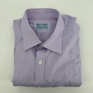 Hilditch & Key Mens Purple Micro Check French Cuff Dress Shirt 16.5 42cm